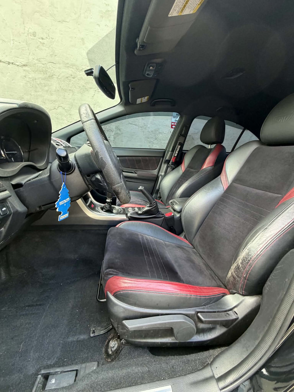 2016 Subaru WRX STI front sport seats in black and red, for sale
