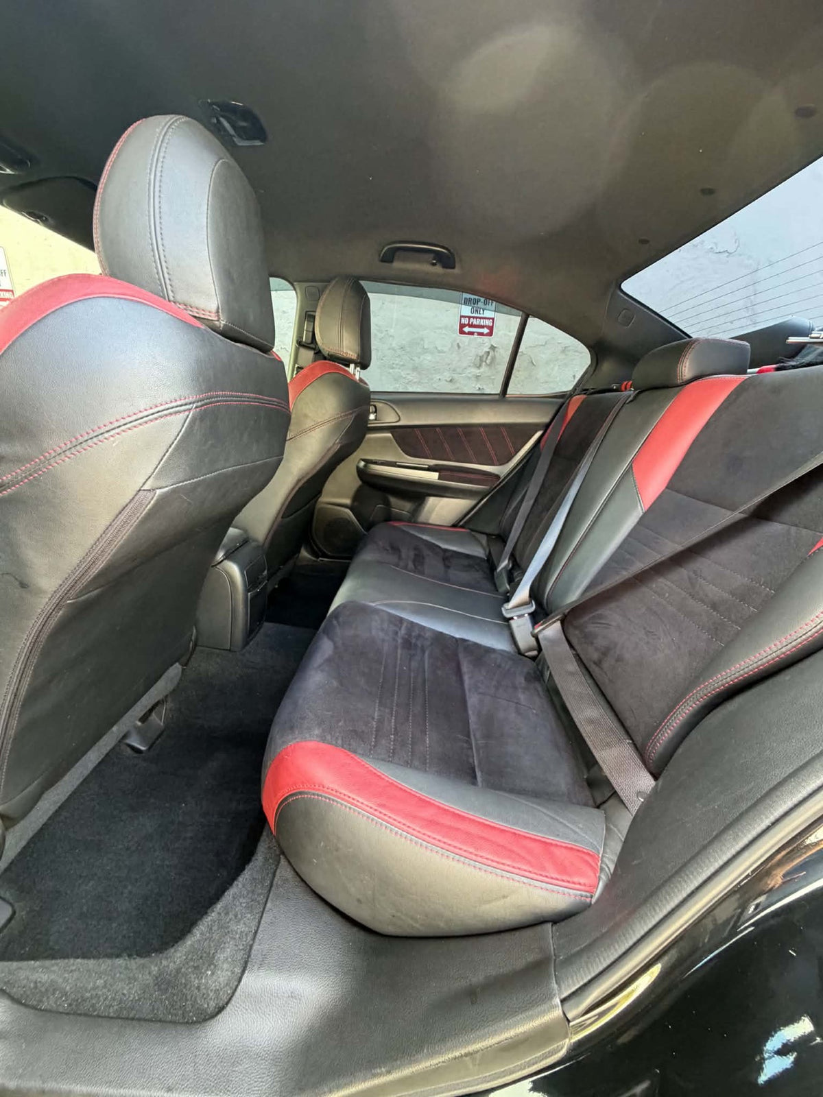 2016 Subaru WRX STI rear seats in black and red, for sale